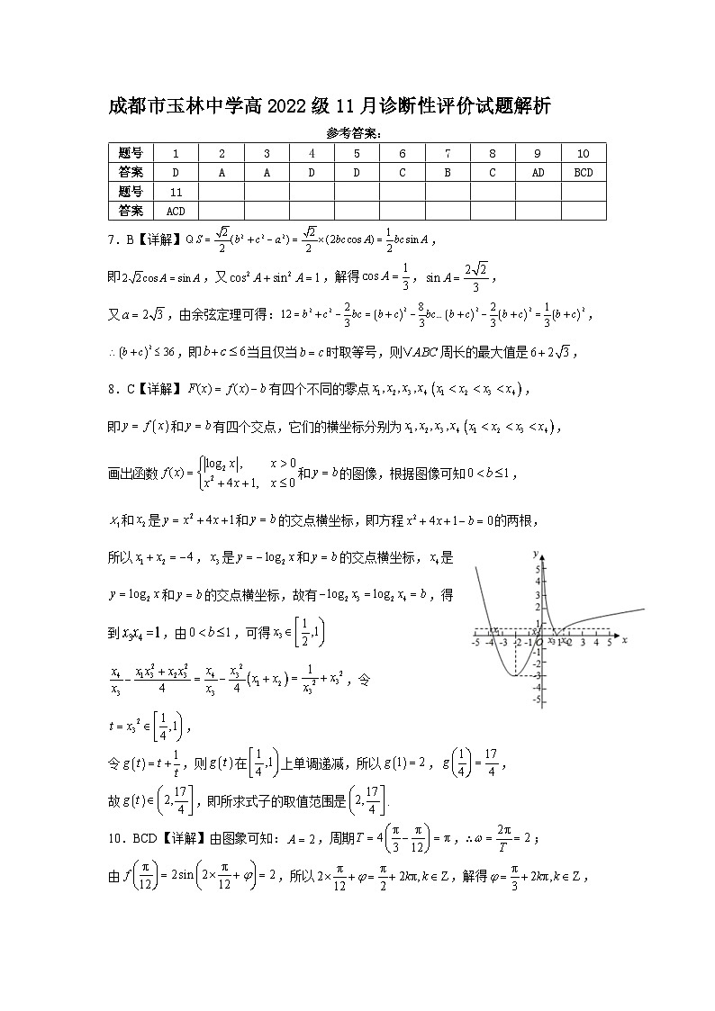 [48807543]成都市玉林中学高2022级11月诊断性评价试题（数学解析版）第1页