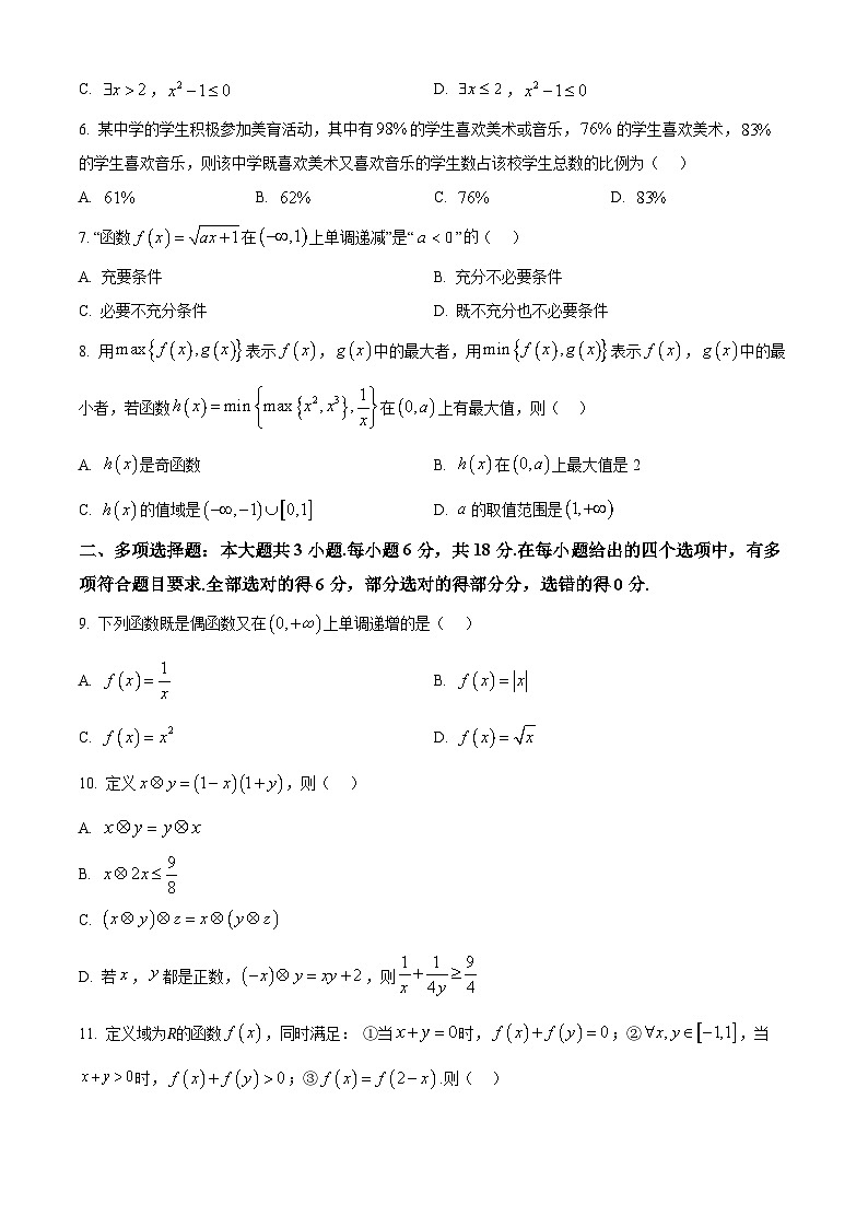 山东省青岛市黄岛区2024-2025学年高一上学期11月期中考试数学试卷（Word版附解析）02