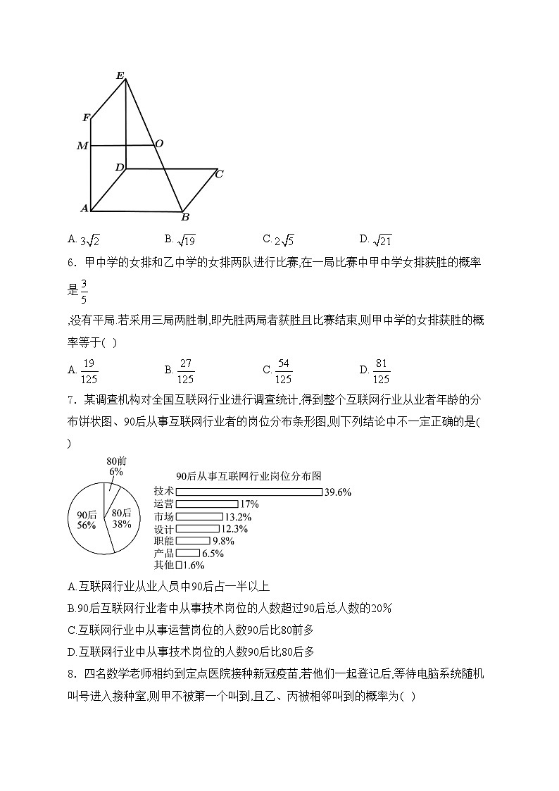 三台中学校2024-2025学年高二上学期10月月考数学试卷(含答案)第2页