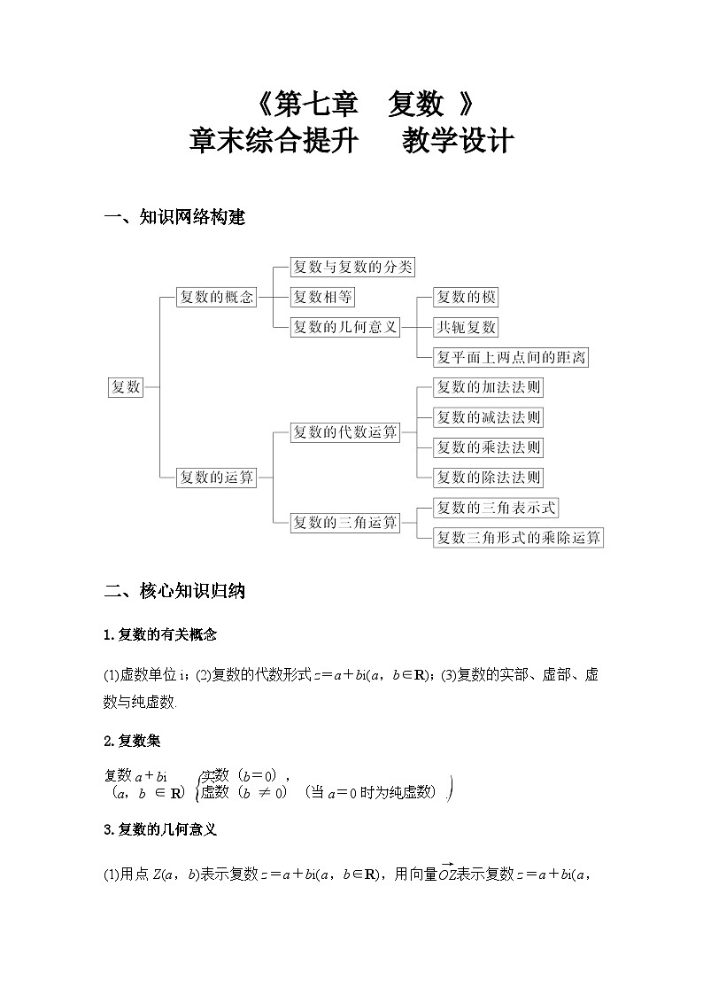 第7章  复数  章末综合 教案(教学设计)第1页
