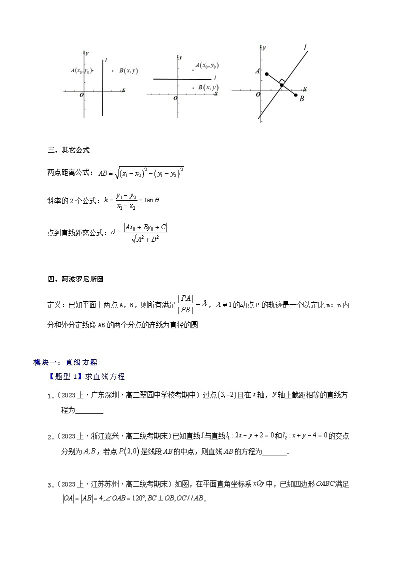 2023_2024学年高二数学上学期期末复习专题1_3直线与圆的方程20类题型汇总练习学生版第2页