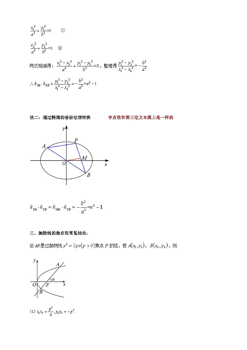 2023_2024学年高二数学上学期期末复习专题1_6圆锥曲线中的10个常考二级结论与模型练习学生版第3页