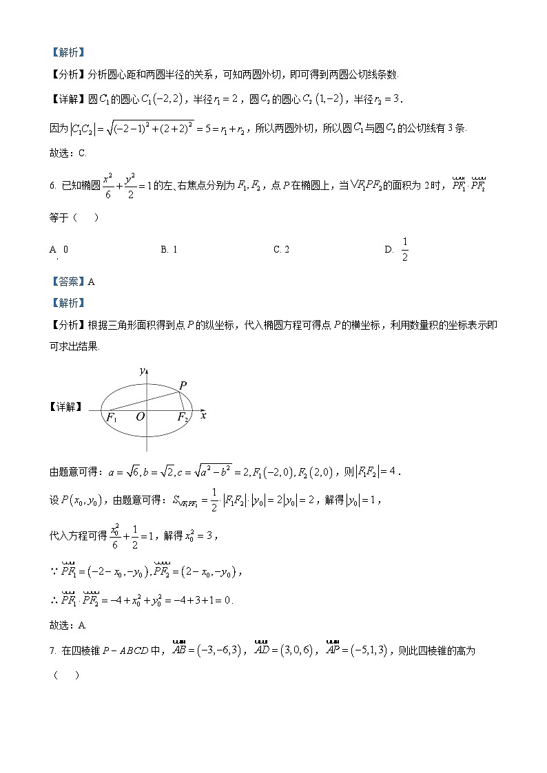 精品解析：安徽省合肥市一六八中学2024-2025学年高二上学期期中学情检测数学试题（解析版）第3页