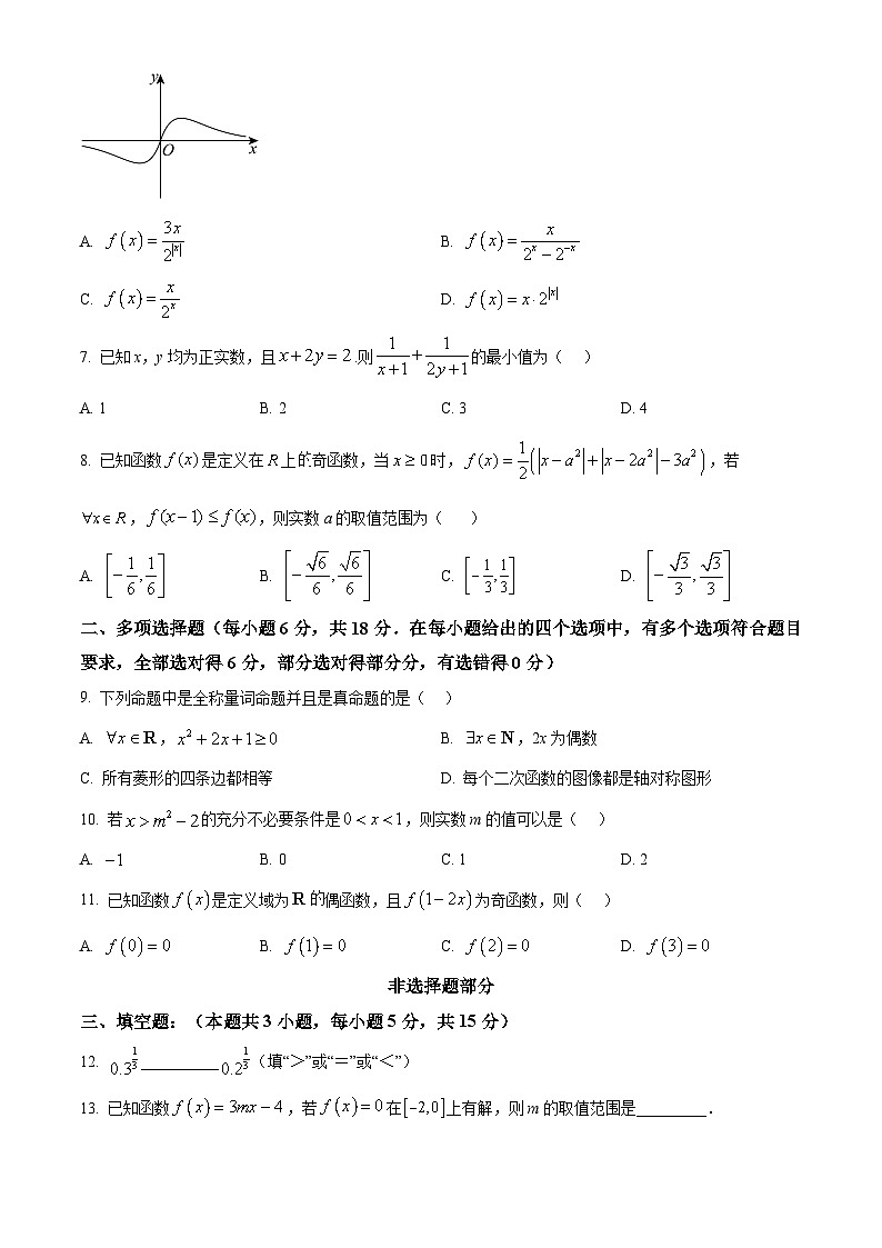 浙江省温州新力量联盟2024-2025学年高一上学期期中联考数学试题 Word版无答案第2页