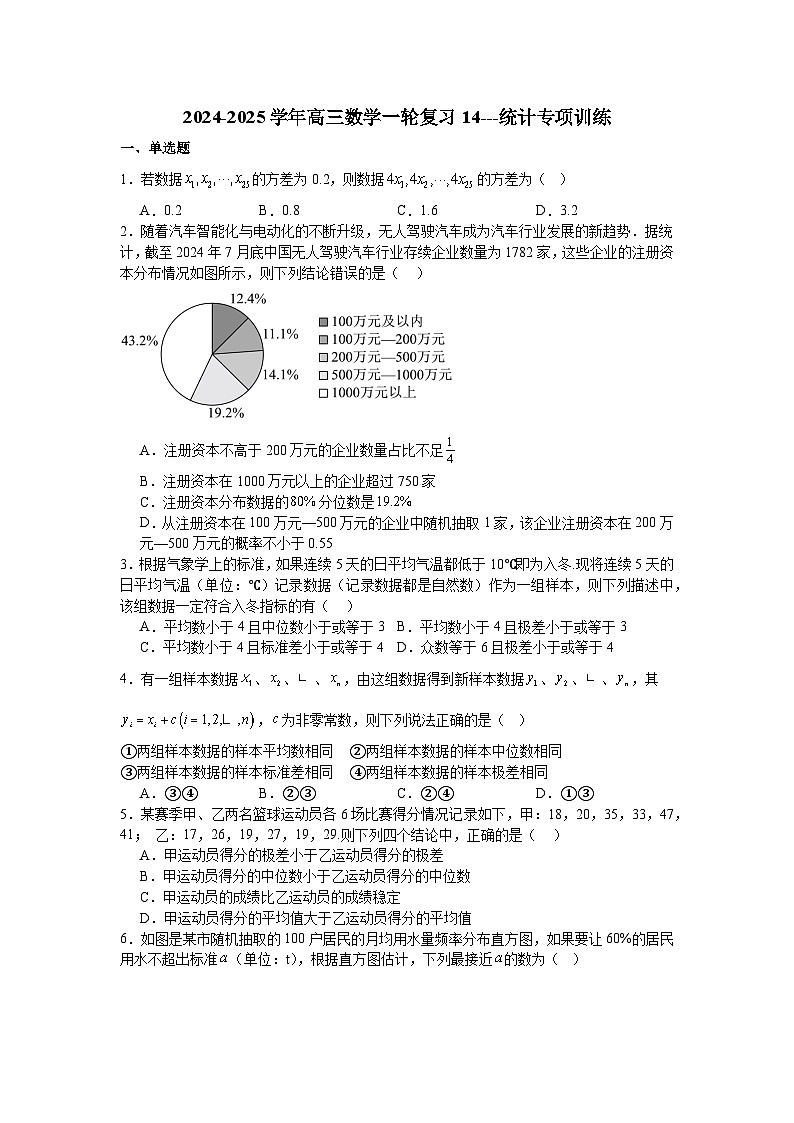 统计专项训练-2025届高三数学一轮复习第1页