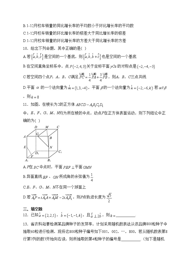 四川省合江县马街中学2024-2025学年高二上学期11月期中考试数学试卷(含答案)第3页