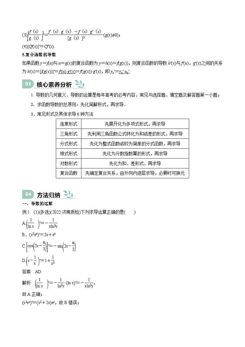 专题13 导数的概念及运算（思维导图+知识清单+核心素养分析+方法归纳）（原卷版）第3页