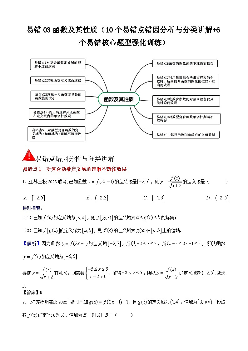易错03函数及其性质（10个易错点错因分析与分类讲解+6个易错核心题型强化训练）解析版第1页