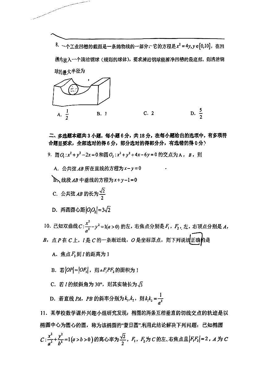 江西省南昌县莲塘第一中学2024-2025学年高二上学期11月期中考试数学试卷第2页