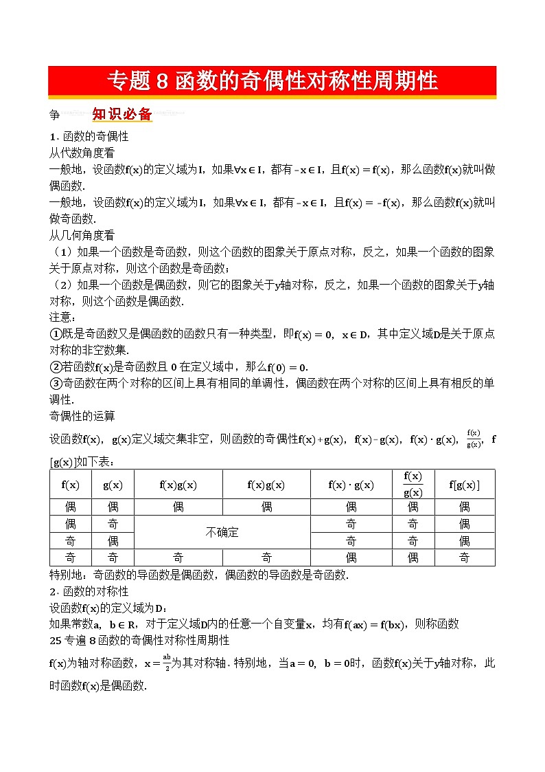 专题08函数的奇偶性对称性周期性第1页