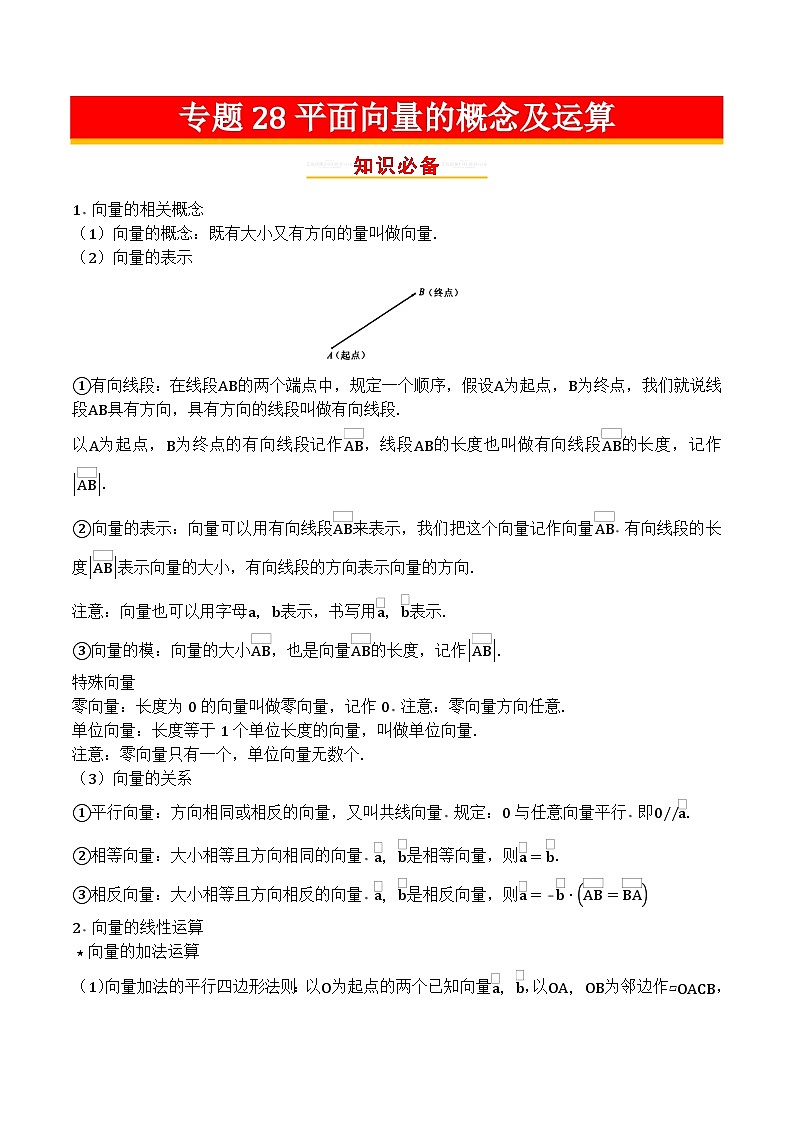 专题28平面向量的概念及运算第1页