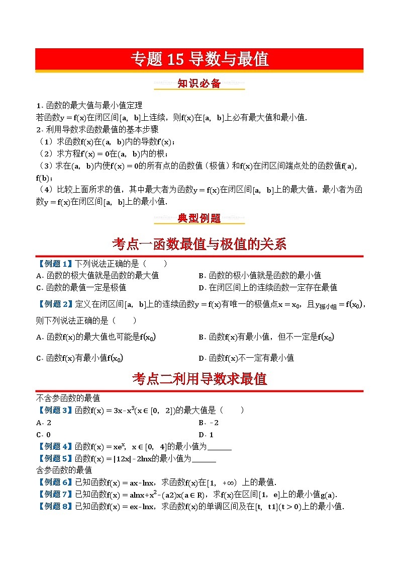 专题15导数与最值第1页