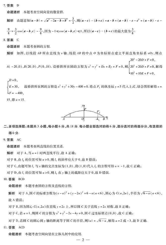 海南省2024一2025学年高二年级学业水平诊断(一) 数学详答第2页