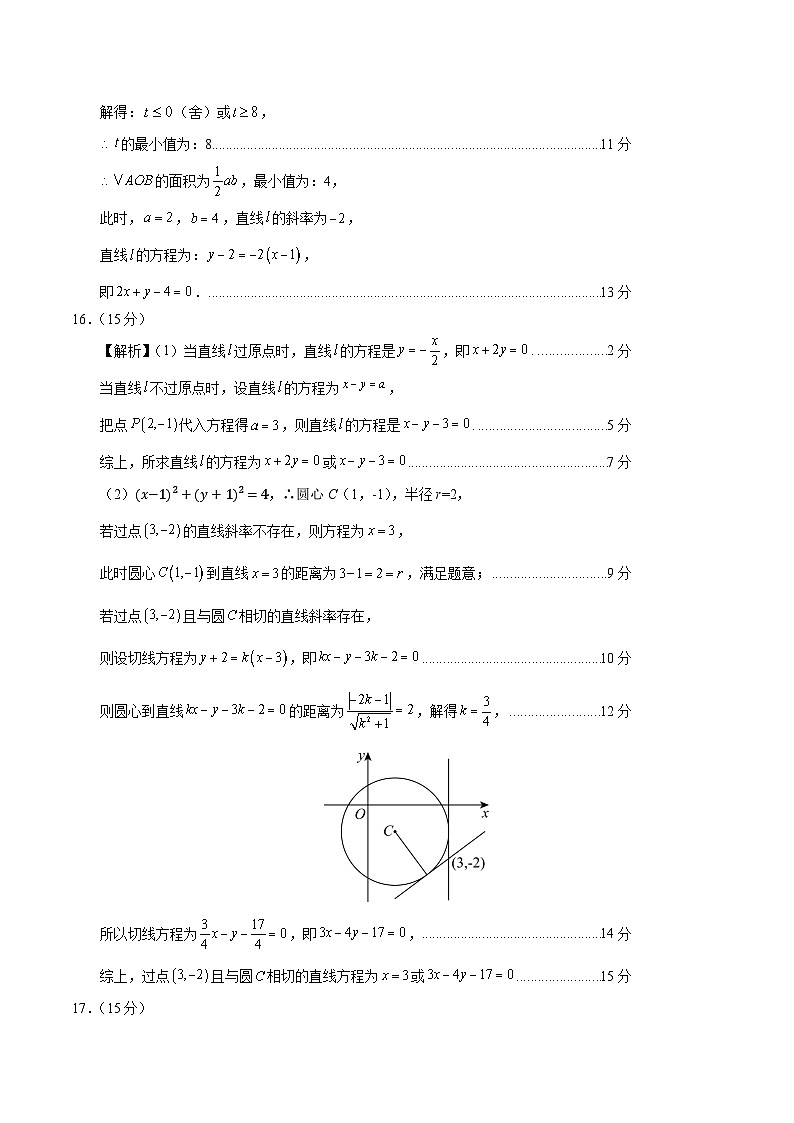 高二数学第三次月考卷（参考答案）（江苏专用）第2页