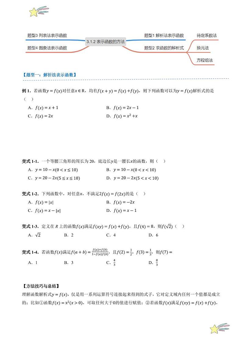 3.1.2表示函数的方法（3知识点+4题型+强化训练）（学生版） 2024-2025学年高一数学上学期必修第一册同步学案（自主预习+题型研析+当堂温习+分层练习）（人教A版2019）第3页