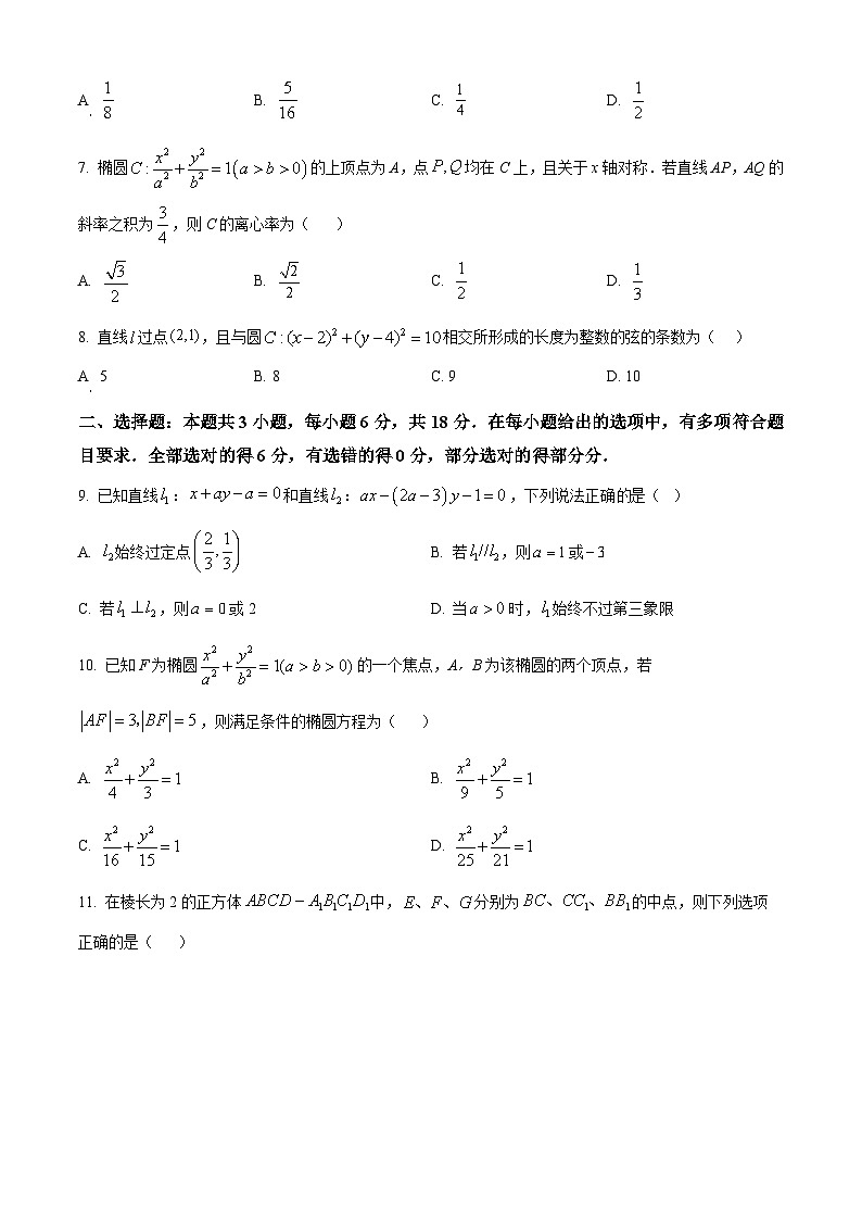 湖北省武汉市常青联合体2024-2025学年高二上学期期中考试数学试卷 Word版无答案第2页