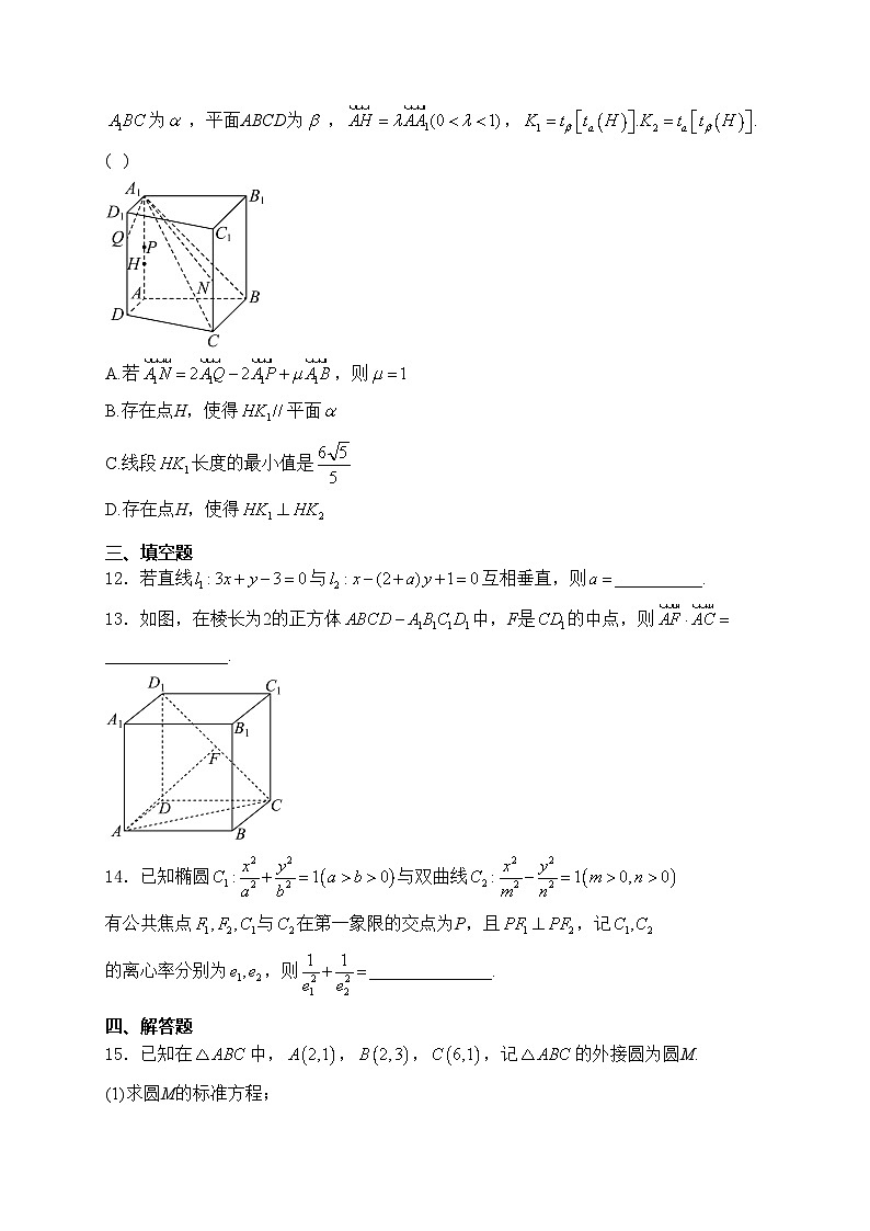 河北省邢台市质检联盟2024-2025学年高二上学期11月期中考试数学试卷(含答案)第3页
