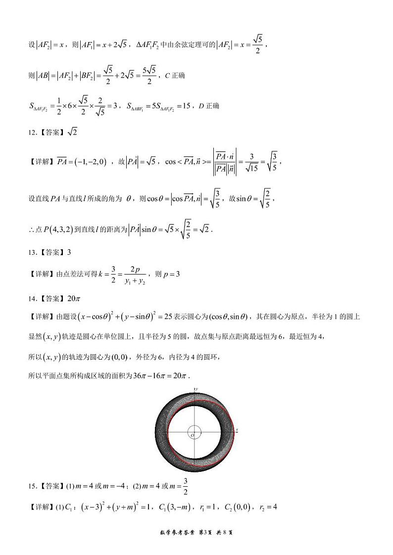 重庆市鲁能巴蜀中学校2024-2025学年高二上学期期中考试数学试题参考答案第3页