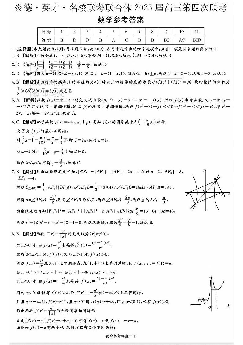 湖南数学参考答案第1页
