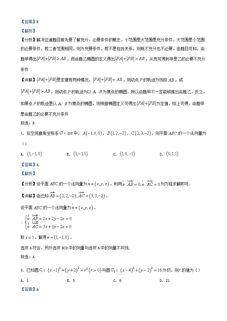 浙江省嘉兴市2023_2024学年高二数学上学期期中联考试题含解析第2页