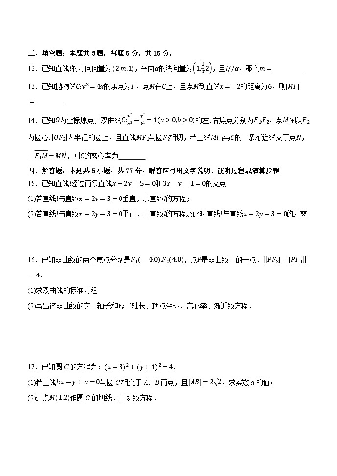 广西玉林市2024-2025学年高二上学期11月联考 数学试题（含解析）第3页