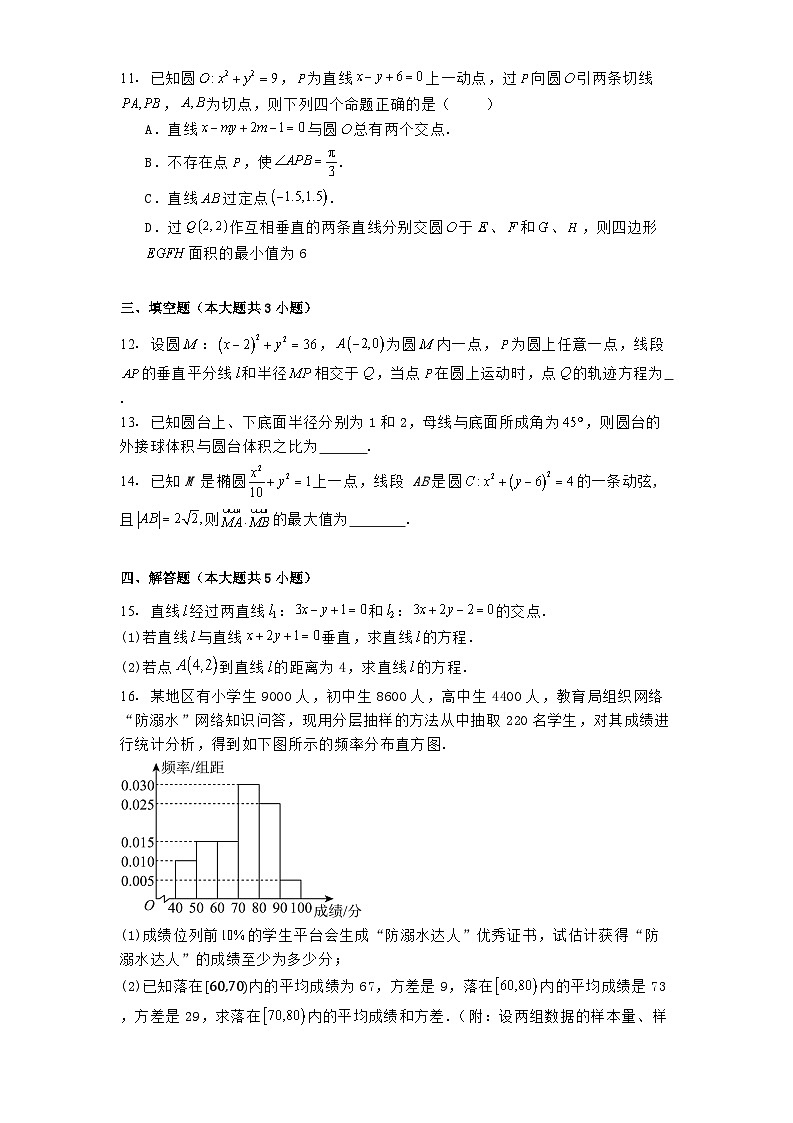 湖北省部分重点高中2024−2025学年高二上学期11月联考 数学试卷（A）（含解析）第3页