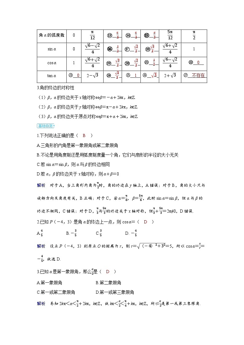 备战2025年高考数学精品教案第四章三角函数第1讲任意角和弧度制、三角函数的概念（Word版附解析）第3页