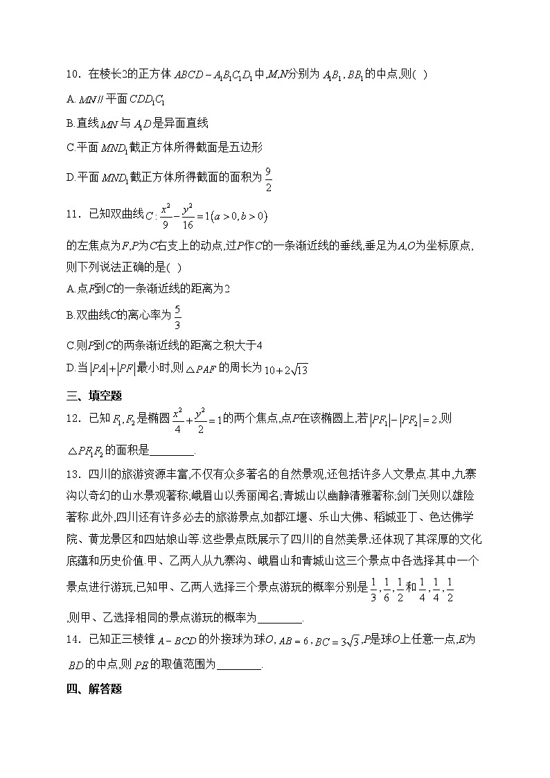南阳市第一中学校2024-2025学年高二上学期11月期中考试数学试卷(含答案)第3页