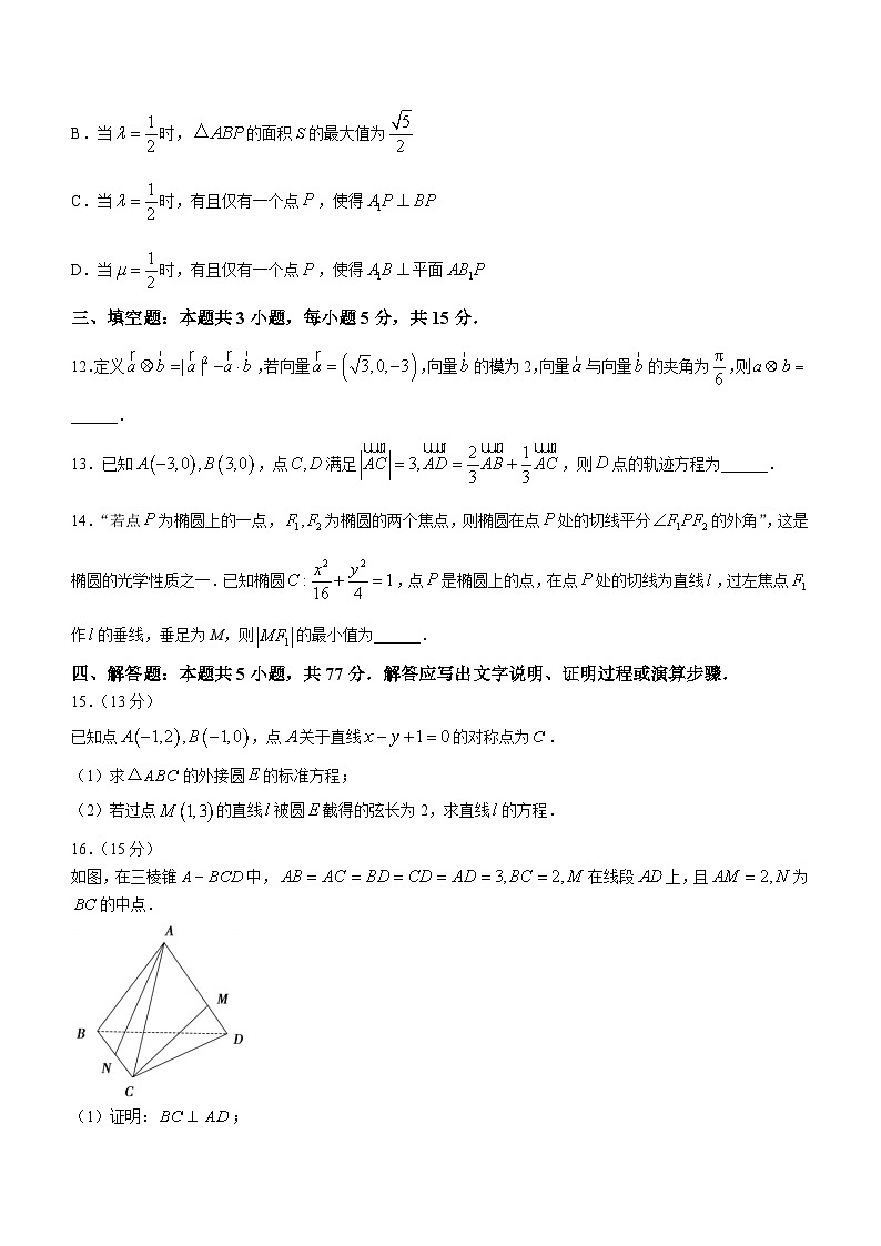 山东省泰安市2024-2025学年高二上学期期中考试数学试题第3页