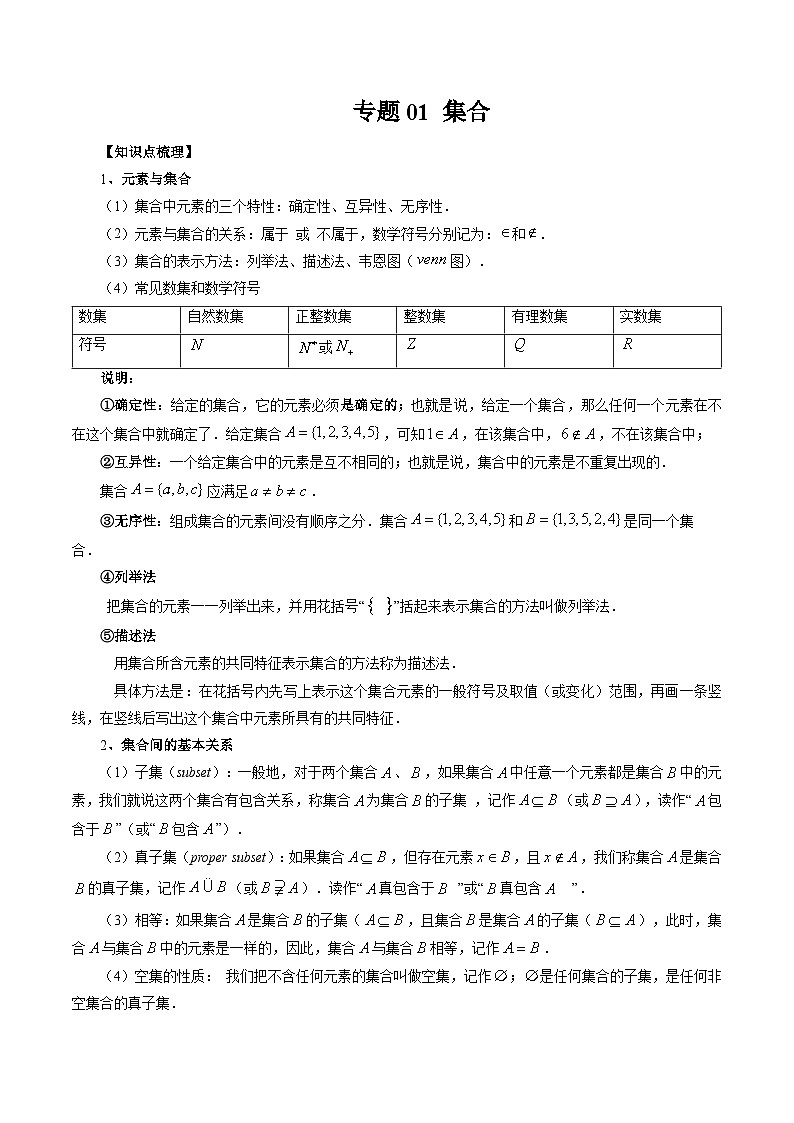 专题01 集合（解析版）第1页