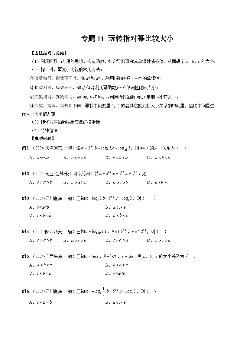 专题11 玩转指对幂比较大小 （原卷版）第1页