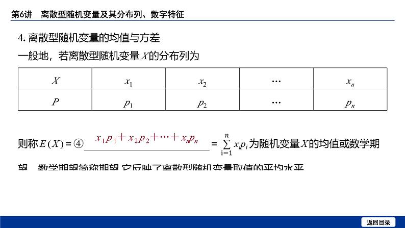 备战2025年高考数学精品课件第十章 第6讲 离散型随机变量及其分布列、数字特征第7页