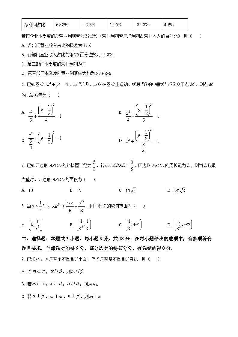 河北省十县联考2024-2025学年高三上学期11月期中考试数学试题  Word版无答案第2页
