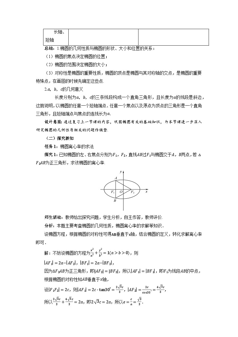 高中数学人教A版选择性必修第一册《3.1.2椭圆的简单几何性质第2课时》教案第2页