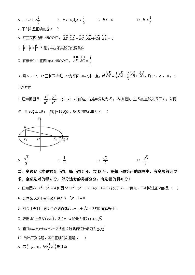 浙江省温州市新力量联盟2024-2025学年高二上学期期中联考数学试卷 Word版无答案第2页