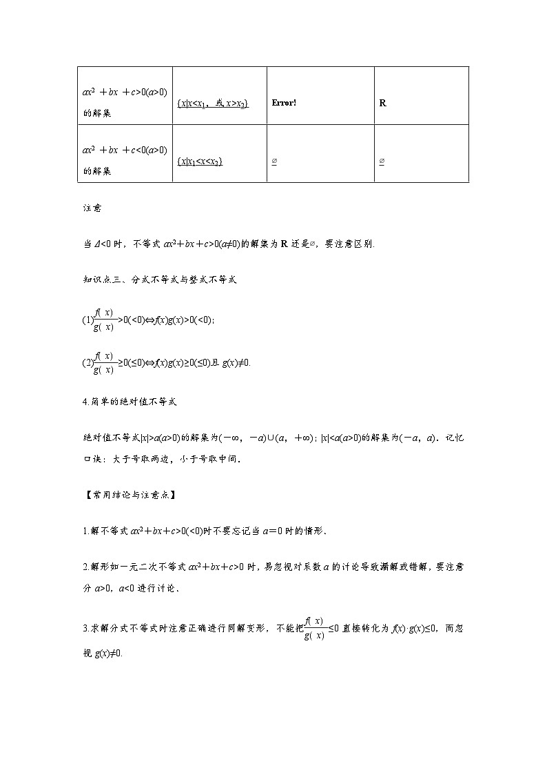 专题05 二次函数与一元二次方程、不等式（原卷版）-学案第2页