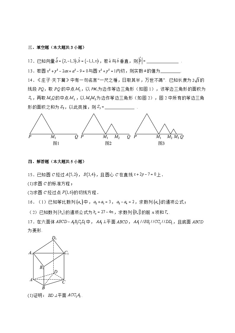 2024-2025学年广西壮族自治区南宁市高二上学期11月考试数学检测试卷（含解析）第3页
