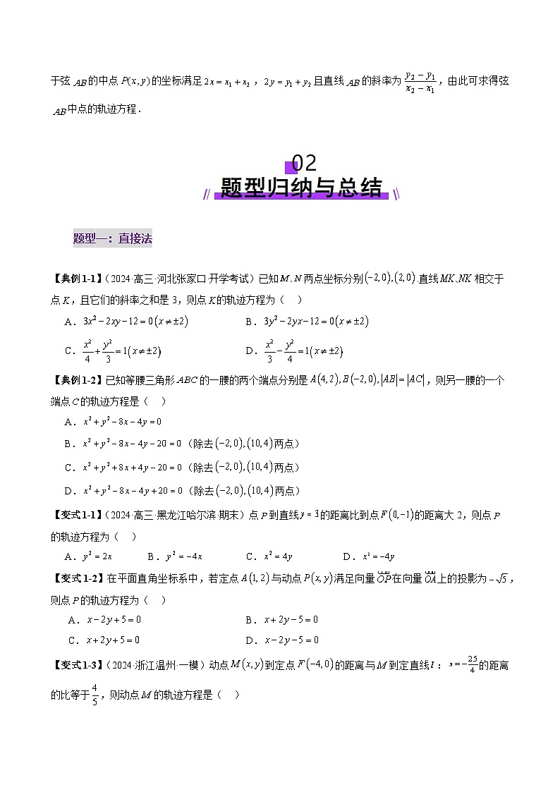 2025年新高考数学一轮复习第8章重难点突破05求曲线的轨迹方程（十一大题型）（学生版）第3页