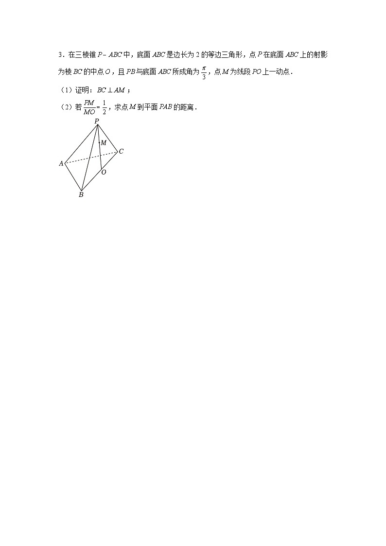 重难点突破07 立体几何中求角度、线段、距离（原卷版）第3页