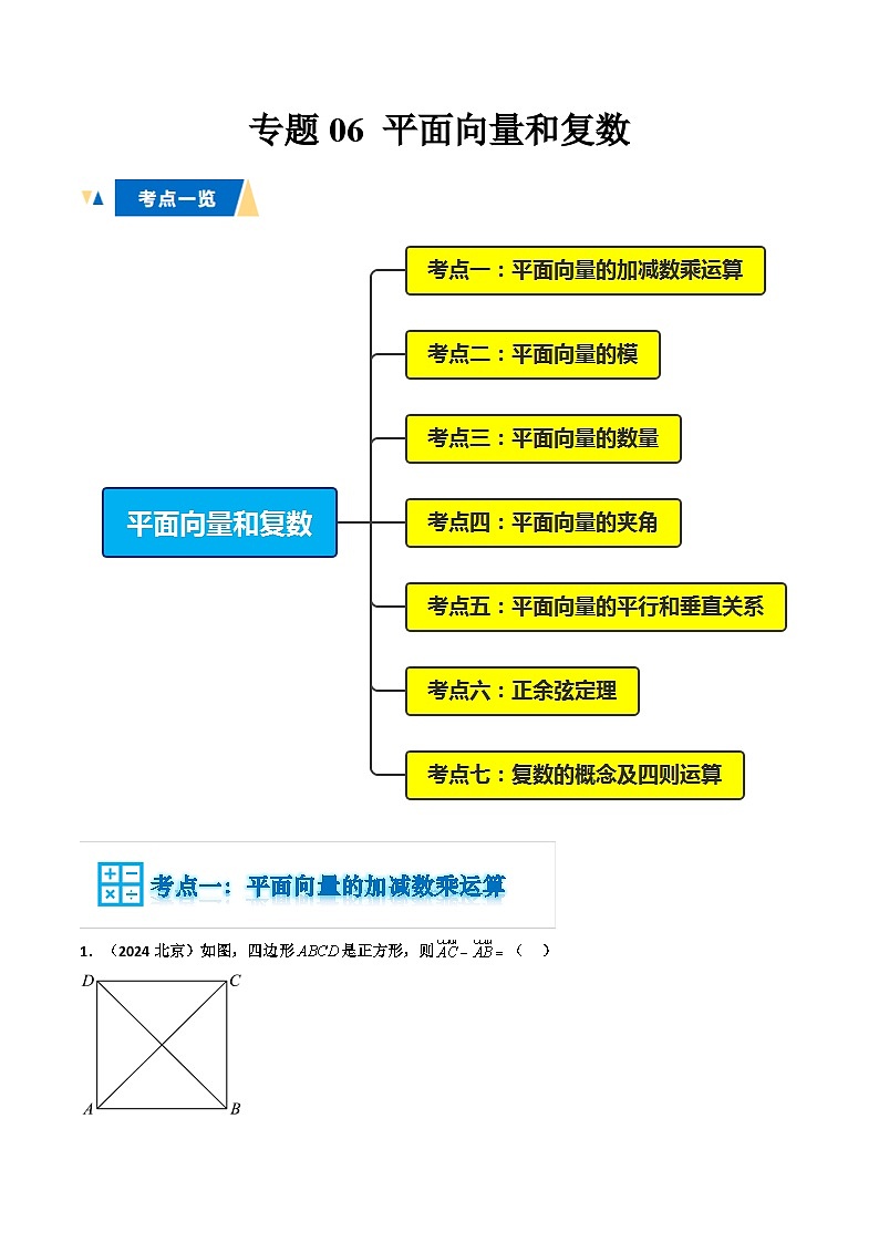 专题06 平面向量和复数（解析版）第1页