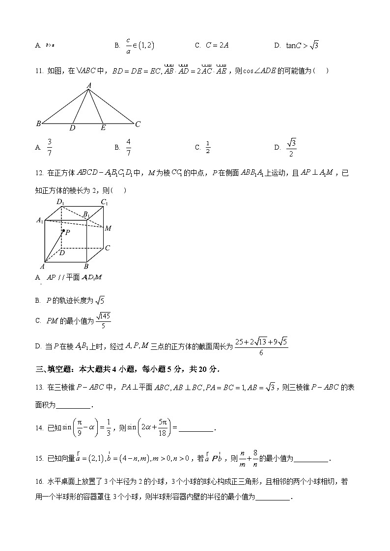 浙江省强基联盟2022-2023学年高一下学期5月统测数学试题（学生版）第3页