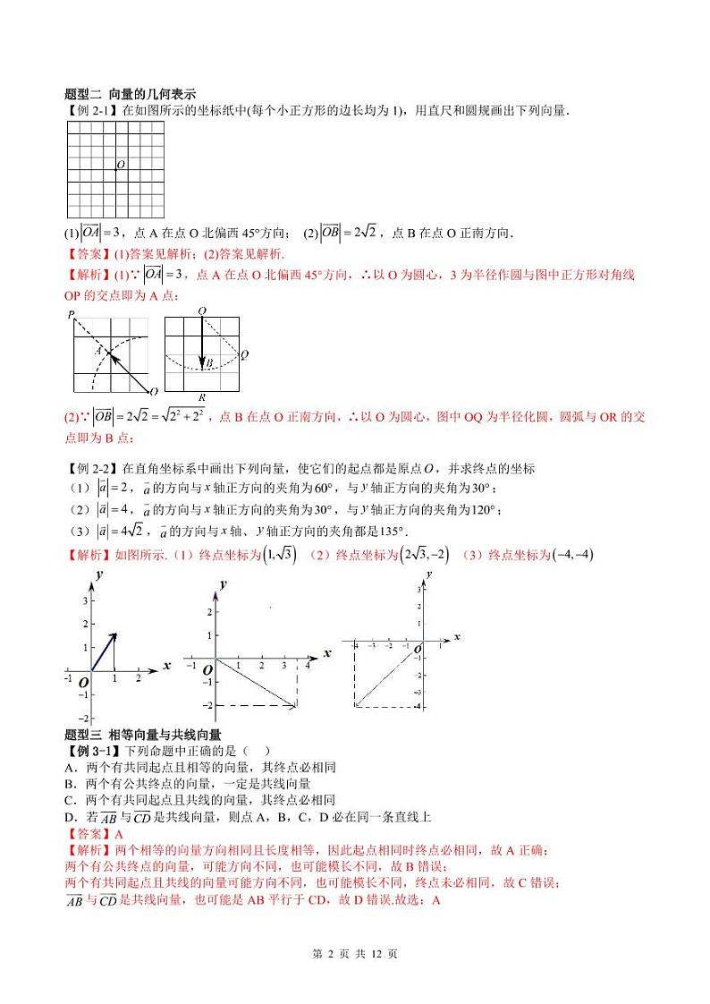 人教A版高中数学必修第二册同步讲练测 6.1 平面向量的概念（教师版）第2页
