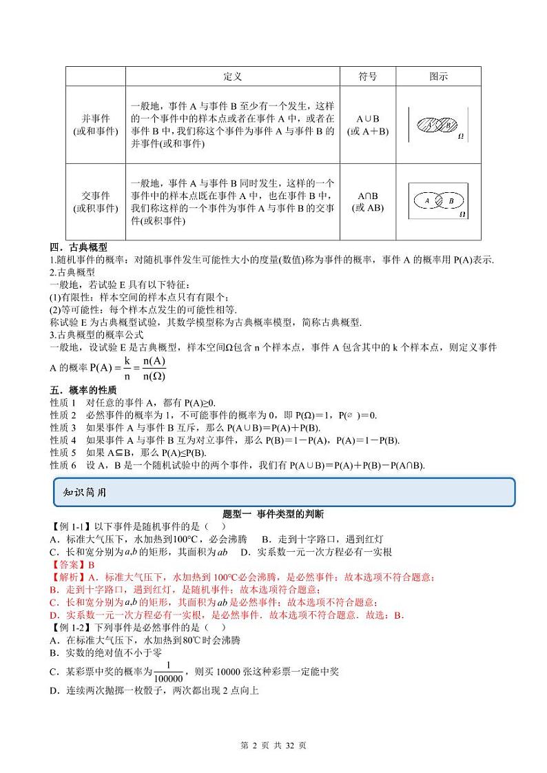 人教A版高中数学必修第二册同步讲练测 10.1 随机事件与概率（教师版）第2页