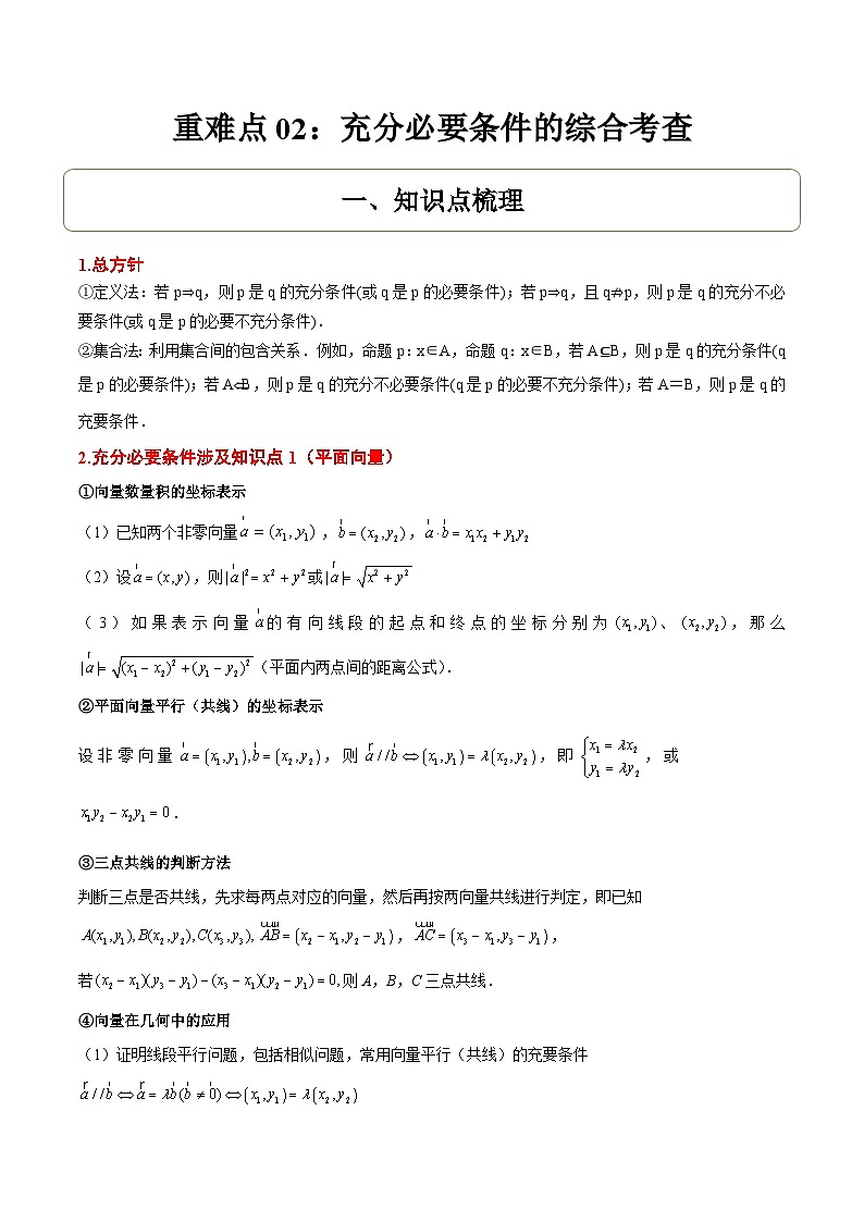 重难点02：充分必要条件的综合考查-2025年高考数学二轮复习讲与练（北京专用）（解析版）第1页
