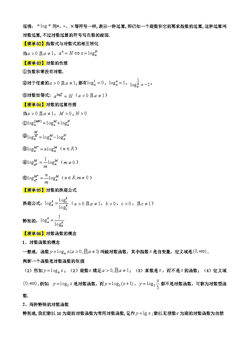 专题08  对数与对数函数（考点清单+知识导图+ 16个考点清单&题型解读）（解析版）第2页