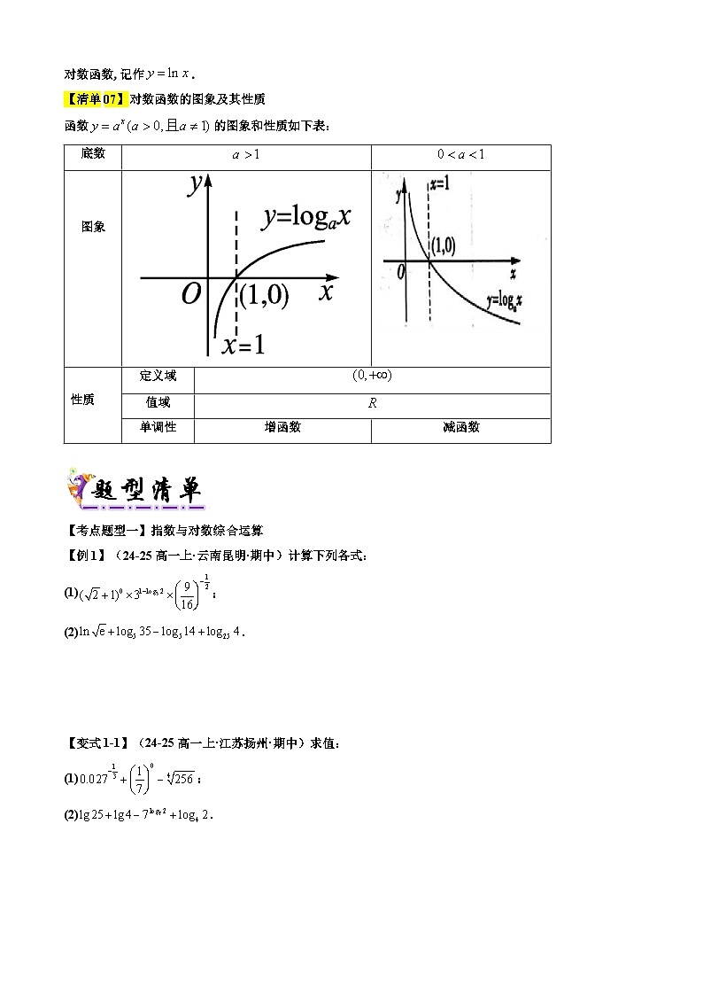 专题08  对数与对数函数（考点清单+知识导图+ 16个考点清单&题型解读）（原卷版）第3页