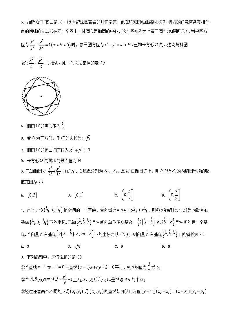 河北省保定市六校联盟2023_2024学年高二数学上学期期中试题含解析第2页