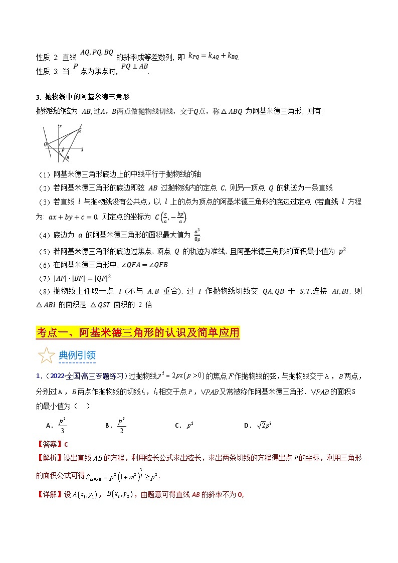 新高考数学一轮复习精品讲练测第8章第17讲 圆锥曲线中的阿基米德三角形（培优）（教师版）第2页