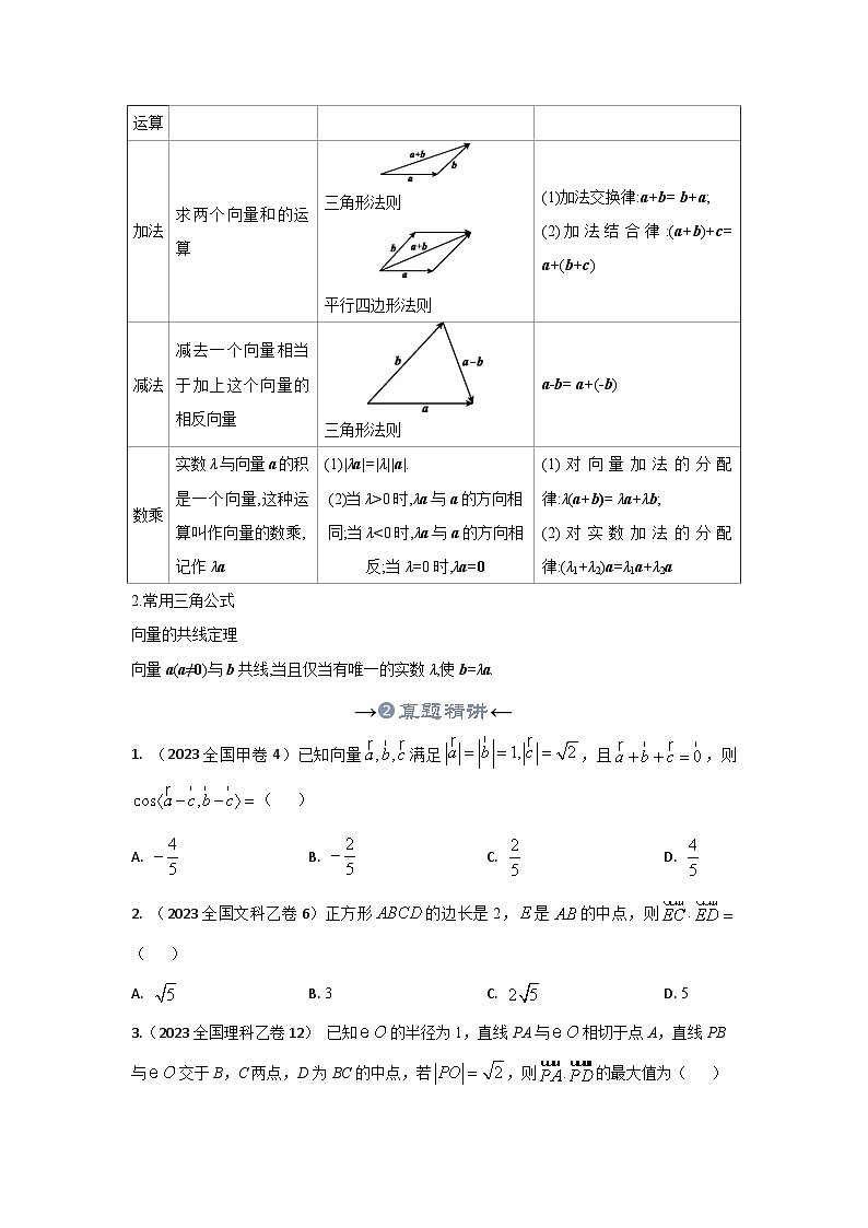 新高考数学一轮复习考点精讲+题型精练专题19 平面向量的概念与运算及几何性质（原卷版）第3页