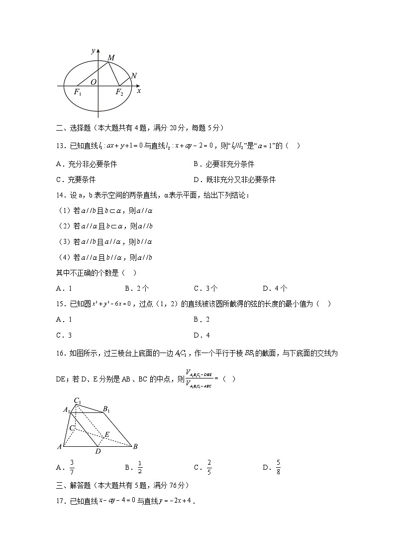 2024-2025学年上海市闵行区高二上学期12月月考数学质量检测试卷（含解析）第2页
